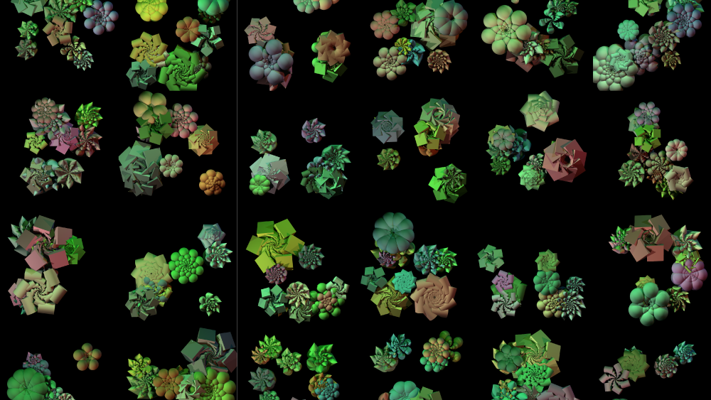 A Series of computer generated shapes in the form of natural sequence Fibonacci